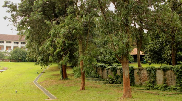 The right side of tombstones wall